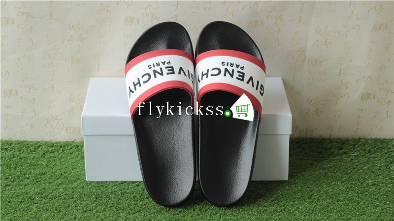 Givenchy Logo Rubber Slides White Red